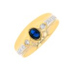 Bague saphir 0. 48 carat et diamants 0. 14 carat or jaune 5. 47g