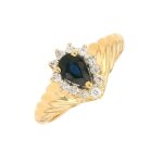 Bague saphir 0. 49 carat et diamants 0. 12 carat or jaune 2. 38g