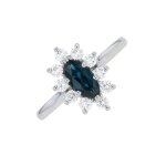 Bague saphir 0. 50 carat et diamants 0. 30 carat or blanc 3. 69g