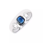 Bague saphir 0. 50 carat et diamants 0. 70 carat or blanc 9. 45g