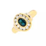 Bague saphir 0. 51 carat et diamants 0. 96 carat or jaune 6g
