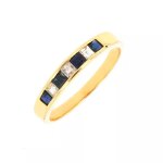 Bague saphirs 0. 52 carat et diamants 0. 30 carat or jaune 2. 59g