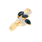 Bague saphirs 0. 54 carat et diamants 0. 03 carat 2 ors 3. 36g