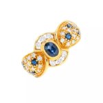 Bague saphir 0. 54 carat et diamants 0. 60 carat or jaune 6. 09g