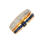 Bague saphirs 0. 56 carat et diamants 0. 14 carat 2 ors 5. 10g