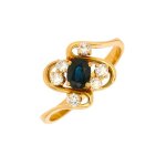 Bague saphir 0. 58 carat et diamants 0. 36 carat or jaune 4. 16g