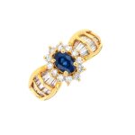 Bague saphir 0. 70 carat et diamants 0. 96 carat or jaune 5. 83g