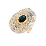 Bague saphir 0. 74 carat et diamants 0. 52 carat 2 ors 11. 50g