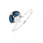 Bague saphirs 0. 76 carat et diamants 0. 30 carat or blanc 3. 38g
