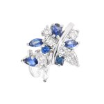 Bague saphirs 0. 84 carat et diamants 1. 01 carat or blanc 7. 37g