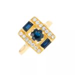 Bague saphirs 0. 88 carat et diamants 0. 21 carat or jaune 5. 81g