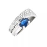 Bague saphir 0. 93 carat et diamants 0. 19 carat or blanc 6. 42g