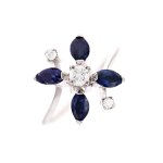 Bague saphirs 0. 96 carat et diamants 0. 22 carat or blanc 4. 56g