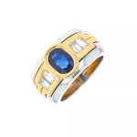 Bague saphir 1. 05 carat et diamants 0. 48 carat 2 ors 14. 83g
