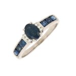 Bague saphirs 1. 13 carat et diamants 0. 03 carat or blanc 3. 97g