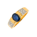 Bague saphir 1. 14 carat et diamants 0. 27 carat or jaune 6. 01g
