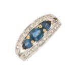 Bague saphirs 1. 86 carat et diamants 0. 20 carat 2 ors 8. 62g