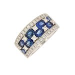 Bague saphirs 2. 16 carats et diamants 0. 54 carat or blanc 9. 98g