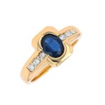 Bague saphir 2. 50 carats et diamants 0. 18 carat or jaune 6. 87g Bague saphir 2. 50 carats et diamants 0. 18 carat or jaune 6. 87g