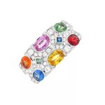 Bague saphirs 2. 76 carats et diamants 1. 12 carat or blanc 9. 02g