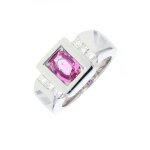 Bague saphir 2 carats et diamants 0. 48 carat or blanc 18. 32g