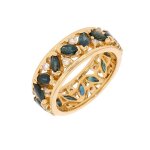 Bague saphirs 4 carats et diamants 0. 40 carat or jaune 7. 53g