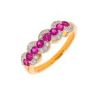 Bague saphirs roses 0. 64 carat et diamants 0. 13 carat or jaune 4. 93g Bague saphirs roses 0. 64 carat et diamants 0. 13 carat or jaune 4. 93g