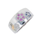 Bague saphirs, rubis et diamants 0. 10 carat or blanc 7. 23g