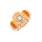 Bague tank vintage diamant 0. 11 carat 2 ors 6. 53g