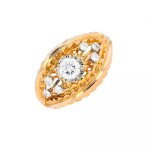Bague tank vintage diamants 0. 65 carat 2 ors 7. 75g