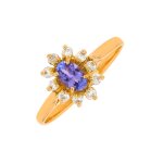 Bague tanzanite 0. 35 carat et diamants 0. 20 carat or jaune 2. 81g