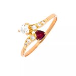 Bague toi & moi rubis 0. 11 carat et diamants 0. 21 carat or jaune 1. 93g