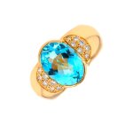 Bague topaze 5. 96 carats et diamants 0. 21 carat or jaune 12. 43g Bague topaze 5. 96 carats et diamants 0. 21 carat or jaune 12. 43g