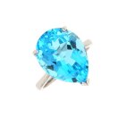 Bague topaze swiss blue 9. 85 carats or blanc 5. 17g