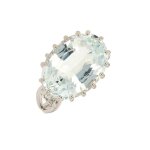 Bague vintage aigue - marine 6. 61 carats or blanc 4. 78g