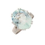 Bague vintage aigue - marine 7. 88 carats or blanc 5. 78g