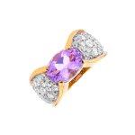 Bague vintage am�thyste 2. 78 carats et diamants 1. 56 carat 2 ors 11. 78g