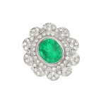 Bague vintage �meraude 2. 51 carats et diamants 0. 59 carat or blanc 7. 58g