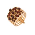 Bague vintage grenats 1. 49 carat 5 anneaux or jaune 6. 75g