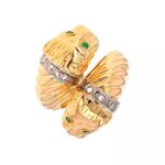 Bague vintage panthres meraudes et diamants 2 ors 16. 82g