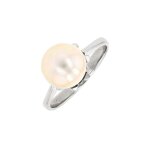 Bague vintage perle de culture or blanc 3g