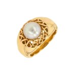 Bague vintage perle de culture or jaune 11. 83g