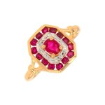 Bague vintage rubis 0. 44 carat or jaune 2. 04g