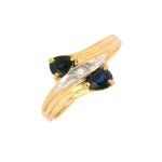 Bague vintage saphirs 0. 52 carat et diamants 0. 005 carat or jaune 2. 50g