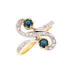 Bague vintage saphirs 0. 66 carat et diamants 0. 10 carat 2 ors 4g
