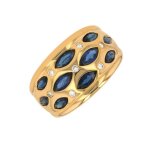Bague vintage saphirs 1. 46 carat et diamants 0. 07 carat or jaune 7. 92g