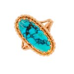 Bague vintage turquoise or jaune 7. 63g