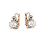 Boucles anciennes dormeuses diamants 0. 61 carat 2 ors 4. 98g