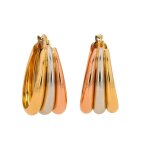 Boucles cr�oles or jaune, rose et blanc 6. 49g