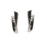 Boucles d'oreilles diamants noirs & blanc 0. 25 carat or blanc 2. 10g